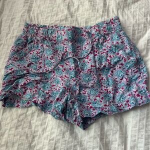 LOFT Floral Patterned Shorts - Blue and Red